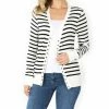 42POPS | Ivory & Black Stripe Snap-Front Cardigan - Women