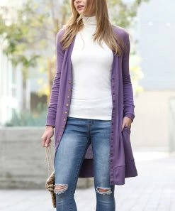 42POPS | Lilac Gray Snap-Front Duster - Women