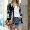 42POPS | Black & Ivory Stripe Snap-Front Cardigan - Women