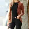 42POPS | Almond Snap-Front Three-Quarter Sleeve Cardigan - Women