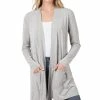 42POPS | Dark Heather Gray Slouchy Pocket Open Cardigan - Women