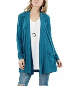 42POPS | Teal Slouchy Pocket Open Cardigan - Women