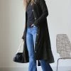 42POPS | Black Ribbed Split-Hem Duster - Women