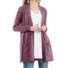 42POPS | Eggplant Slouchy Pocket Open Cardigan - Women