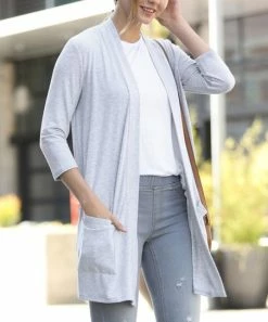 42POPS | Heather Gray Pocket Three-Quarter Sleeve Cardigan - Women