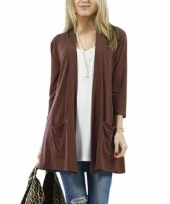 42POPS | Americano Slouchy Longline Open Pocket Cardigan - Women