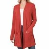 42POPS | Copper Red Slouchy Pocket Open Cardigan - Women