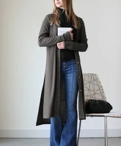 42POPS | Ash Gray Ribbed Split-Hem Duster - Women