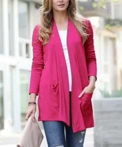 42POPS | Fuchsia Slouchy Pocket Open Cardigan - Women
