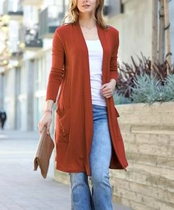 42POPS | Dark Rust Slouchy Pocket Duster - Women