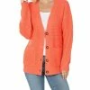 42POPS | Deep Coral Waffle Button-Front Cardigan - Women