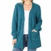 42POPS | Teal Popcorn Bishop-Sleeve Open Pocket Cardigan - Women