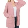42POPS | Light Rose Popcorn Puff-Sleeve Open Pocket Cardigan - Women