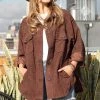 42POPS | Brown Corduroy Pocket Shacket - Women
