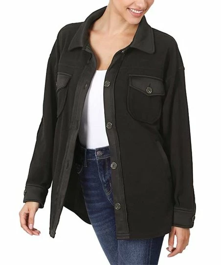 42POPS | Black Pocket Oversize Shacket - Women