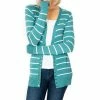 42POPS | Dusty Teal & Ivory Stripe Snap-Front Cardigan - Women