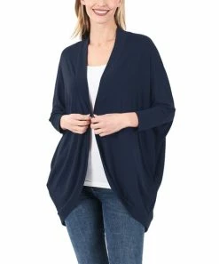 42POPS | Midnight Navy Wrap Cocoon Cardigan - Women