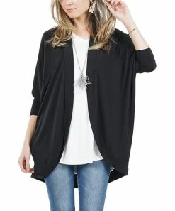 42POPS | Black Wrap Cocoon Cardigan - Women
