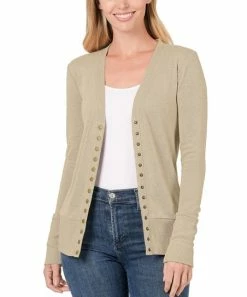 42POPS | Light Mocha Snap-Front Cardigan - Women