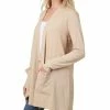 42POPS | Heather Beige Slouchy Longline Open Pocket Cardigan - Women