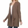 42POPS | Brown Pocket Open Cardigan - Women