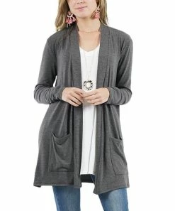 42POPS | Charcoal Slouchy Pocket Open Cardigan - Women
