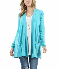 42POPS | Ice Blue Slouchy Pocket Open Cardigan - Women