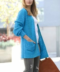 42POPS | Deep Sky Popcorn Pocket Open Cardigan - Women