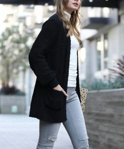 42POPS | Black Popcorn Pocket Open Cardigan - Women