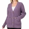 42POPS | Lilac Gray Waffle Button-Front Cardigan - Women