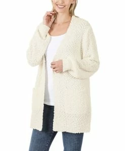 42POPS | Ivory Popcorn Patch-Pocket Cardigan - Women