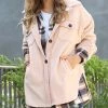 42POPS | Dusty Blush Elbow-Patch Pocket Oversize Shacket - Women