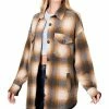 42POPS | Camel Plaid Pocket Oversize Shacket - Women