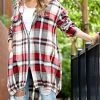 42POPS | Red Plaid Drawstring-Hem Pocket Zip-Up Hooded Coat - Women