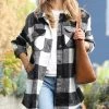 42POPS | Black Check Curved-Hem Pocket Shacket - Women