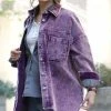 42POPS | Dark Plum Vintage-Wash Corduroy Oversize Shacket - Women