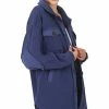42POPS | Light Navy Curved-Hem Pocket Oversize Shacket - Women