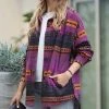 42POPS | Plum Geometric Pocket Oversize Shacket - Women
