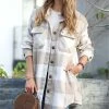 42POPS | Khaki Check Curved-Hem Pocket Shacket - Women