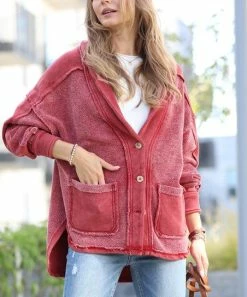 42POPS | Copper Red Pocket Button-Up Jacket - Women