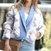 42POPS | Off-White & Blue Floral Quilted Denim Jacket - Women