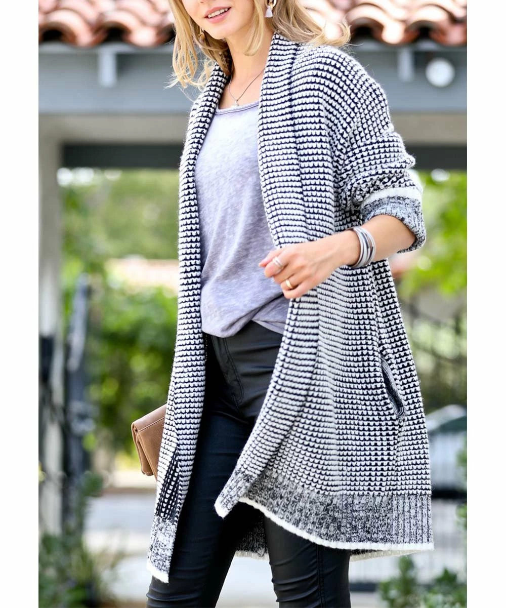 42POPS | Off-White & Black Marled Open Cardigan - Women - Image 3