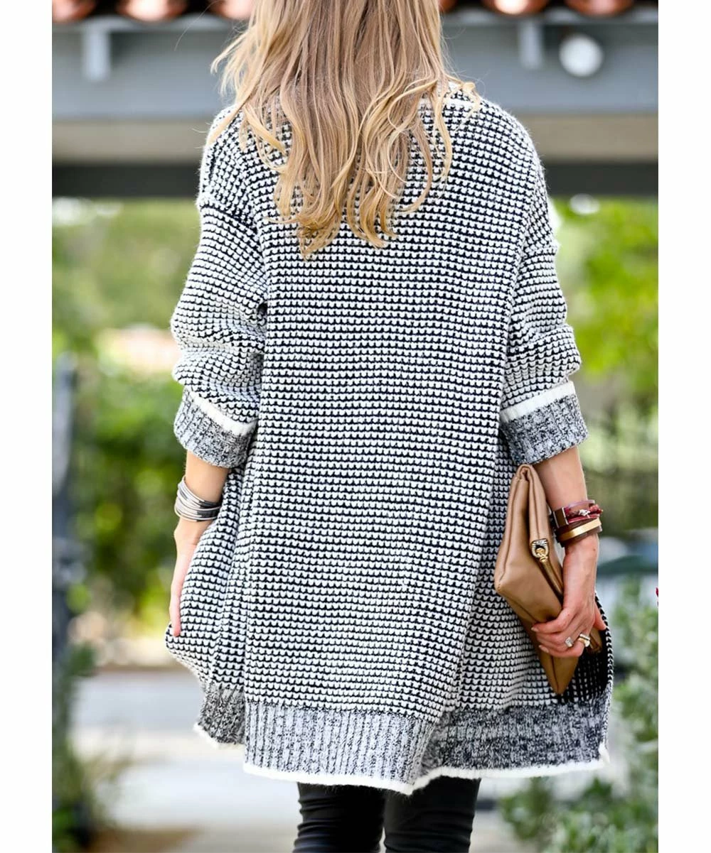 42POPS | Off-White & Black Marled Open Cardigan - Women - Image 4