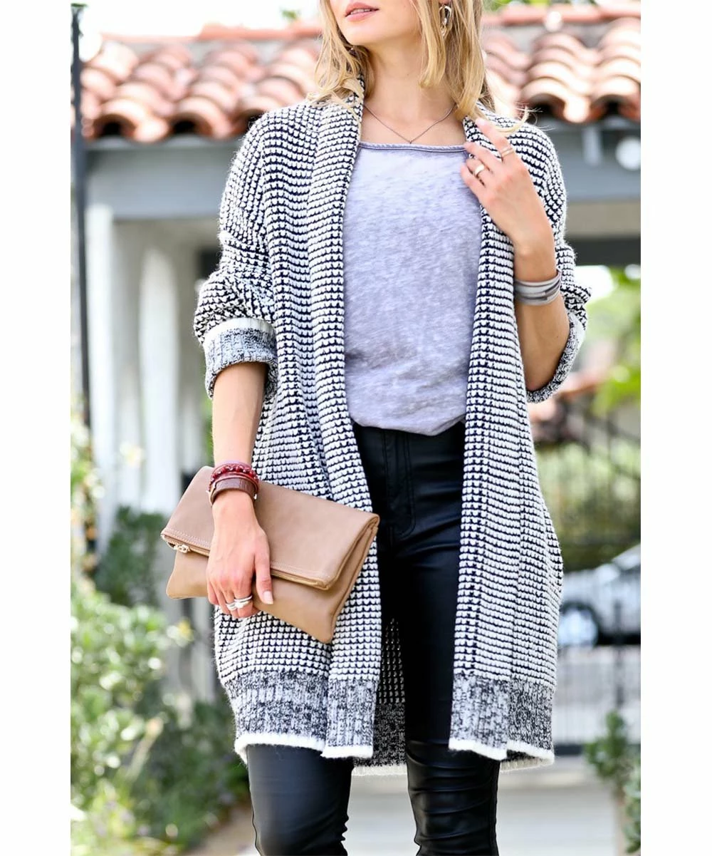 42POPS | Off-White & Black Marled Open Cardigan - Women - Image 5