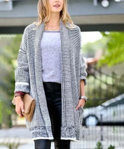 42POPS | Off-White & Black Marled Open Cardigan - Women