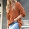 42POPS | Almond Popcorn-Texture Crewneck Bishop-Sleeve Sweater - Women