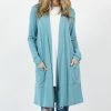 42POPS | Dusty Teal Pocket Open Cardigan - Women
