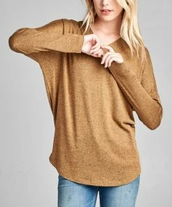 42POPS | Mustard Drop-Shoulder Crewneck Dolman Tunic - Women