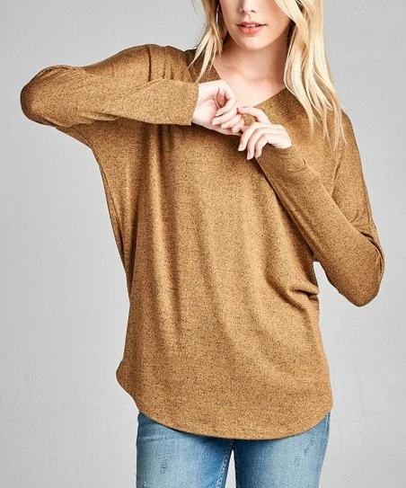 42POPS | Mustard Drop-Shoulder Crewneck Dolman Tunic - Women
