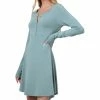 42POPS | Blue-Gray Long-Sleeve Button-Front Shift Dress - Women
